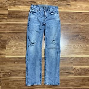 American Eagle Women’s Extreme Flex Slim Straight Leg Distressed Jeans 26x28